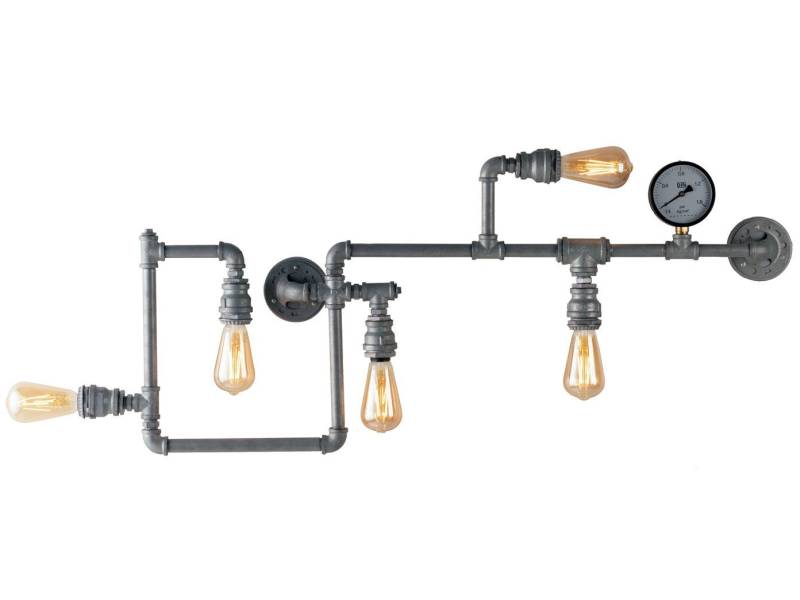 LUCE Design LED Wandleuchte, LED wechselbar, warmweiß, innen, ausgefallene Treppenhaus Industrial Rohr Lampe flach Grau 114cm von LUCE Design