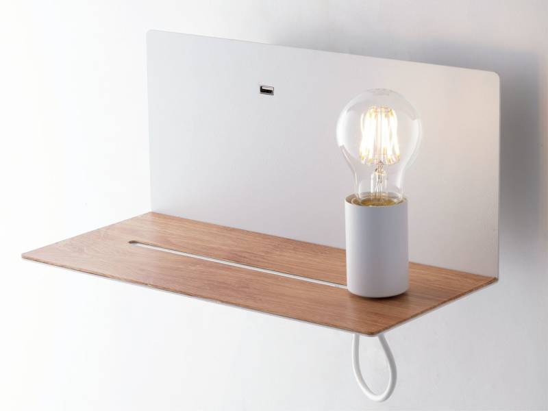 ECO-LIGHT LED Wandleuchte, USB-Ladefunktion, LED wechselbar, warmweiß, innen mit Schalter, Nachttischlampe Wand & Bett, USB Ladefunktion Weiß von ECO-LIGHT