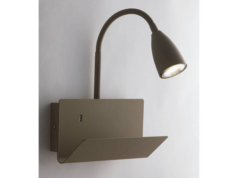 LUCE Design LED Wandleuchte, USB-Ladefunktion, LED wechselbar, warmweiß, mit Schalter, Leselampe Nachttischlampe Bett mit Ladefunktion, Braun von LUCE Design