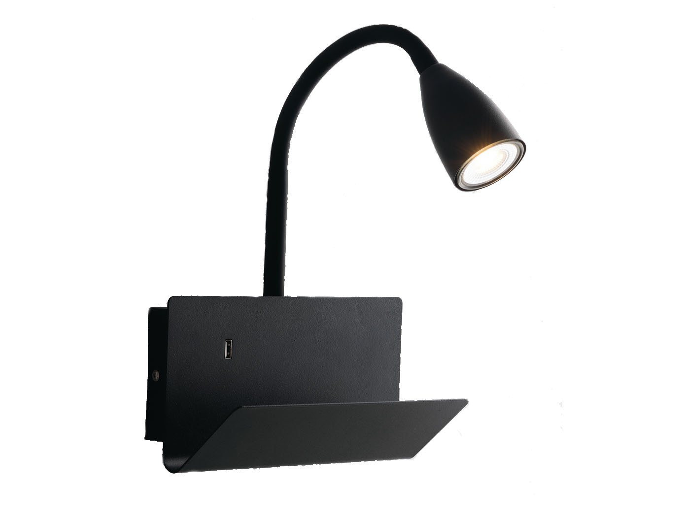 ECO-LIGHT LED Wandleuchte, USB-Ladefunktion, LED wechselbar, warmweiß, mit Schalter, Leselampe Nachttischlampe Bett mit Ladefunktion, Schwarz von ECO-LIGHT
