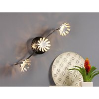 Eco-light - Dreiflammige led Deckenleuchte bloom aus Metall in Blattsilber mit Blumen Motiv von ECO-LIGHT