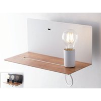 Usb Wandleuchte flash Weiß mit verstellbarer Lampe, Ladefunktion & Ablage von LUCE DESIGN
