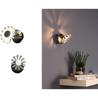 Einflammige LED Wandlampen im 2er SET aus Metall in Blattsilber mit Blumen Motiv von ECO-LIGHT