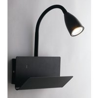 Eco-light - Flexible usb led Leselampe Schwarz, Wandleuchte mit Ablage & Ladefunktion von ECO-LIGHT