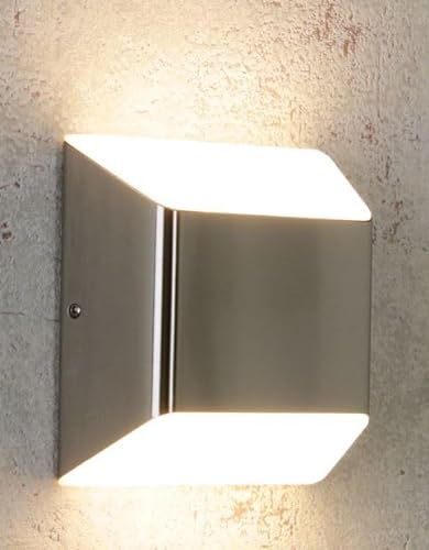 LED-Außenwandleuchte Floyd,moderne Wandlampe aus Aluminium in Edelstahl,Wandleuchte m.Up & Down Effekt,Außenleuchte,Warmweiß 3000K,450 Lumen,7 Watt von ECO-LIGHT