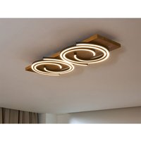 LED Deckenleuchte RIFIA Licht-Schnecke Schwarz Holzbrett, Breite 70cm von ECO-LIGHT