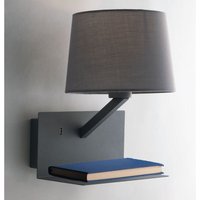 Eco-light - led Wandlampe Grau mit Stoff Lampenschirm, usb Lampe mit Ladefunktion & Ablage von ECO-LIGHT