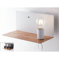 Eco-light - led Wandleuchte Weiß mit usb Ladefunktion & Ablage - Glühbirne verstellbar von ECO-LIGHT