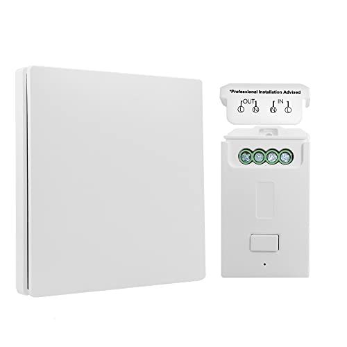 Kabelloses Lichtschalter-Set, Batterieloser 1000 W kinetischer RF-Schalter mit Empfänger mit 100 m Reichweite, wasserdichter IP65-Wandschalter (Schaltersatz für RF-Version) von ECO-NEWLEAF