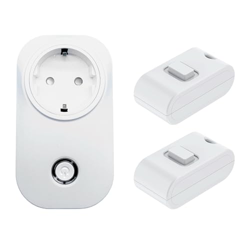 Fernbedienbare Steckdosen, ECO-NEWLEAF Kinetic Fernbedienungssteckdose, 13A kabellose Steckdose mit selbstbetriebenem Fernbedienung für Haushaltsgeräte, Fernsteckdose mit 30 m Reichweite (Pack of 2) von ECO-NEWLEAF