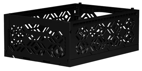 Midi Klappbox 15er Set (Black) | Faltbarer Schreibtisch Aufbewahrungskoffer Behälterkorb | stabile Faltkiste aus Kunststoff stapelbar Faltbox | Ökologisch aus recyceltem Material von ECO RETAIL