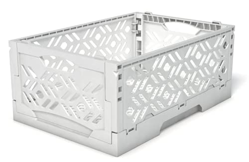 Midi Klappbox 15er Set (White) | Faltbarer Schreibtisch Aufbewahrungskoffer Behälterkorb | stabile Faltkiste aus Kunststoff stapelbar Faltbox | Ökologisch aus recyceltem Material von ECO RETAIL