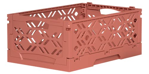 Mini Klappbox 8er Set | Faltbarer Schreibtisch Aufbewahrungskoffer Behälterkorb | Stabile Faltkiste aus Kunststoff stapelbar Faltbox | DE (ginger spice) von ECO RETAIL