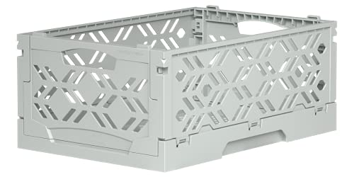 Mini Klappbox 8er Set | Faltbarer Schreibtisch Aufbewahrungskoffer Behälterkorb | Stabile Faltkiste aus Kunststoff stapelbar Faltbox | DE (light grey) von ECO RETAIL