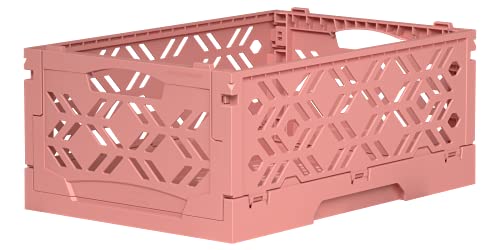 Mini Klappbox 16er Set | Faltbarer Schreibtisch Aufbewahrungskoffer Behälterkorb | stabile Faltkiste aus Kunststoff stapelbar Faltbox | DE (Rose Dawn) von ECO RETAIL