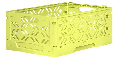 Mini Klappbox 8er Set | Faltbarer Schreibtisch Aufbewahrungskoffer Behälterkorb | Stabile Faltkiste aus Kunststoff stapelbar Faltbox | DE (lime green) von ECO RETAIL