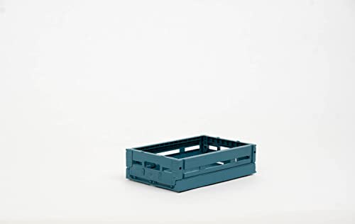 Wood Look Klappbox 3er Set | Faltbarer Schreibtisch Aufbewahrungskoffer Behälterkorb | stabile Faltkiste aus Kunststoff stapelbar Faltbox | recyceltes Material (Deep Teal, 20 x 30 x 08 cm) von ECO RETAIL