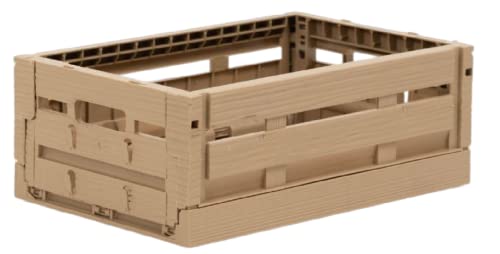 Wood Look Klappbox 5er Set | Faltbarer Schreibtisch Aufbewahrungskoffer Behälterkorb | stabile Faltkiste aus Kunststoff stapelbar Faltbox | recyceltes Material (20 x 30 x 11 cm, Wood) von ECO RETAIL