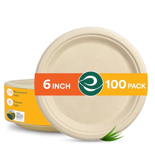 ECO SOUL 6 Inch Round Paper Plates [100-Pack] von ECO SOUL