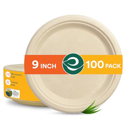 ECO SOUL 9 Inch Round Paper Plates [100-Pack] von ECO SOUL