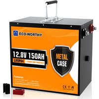 Eco-worthy - 12V 150Ah LiFePO4 Akku Lithium batterie wiederaufladbar mit 3000+ Tiefzyklen und bms Schutz für Solaranlage, Wohnmobil, Boot, Haushalt, von ECO-WORTHY