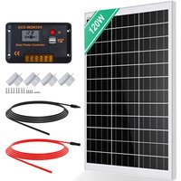 Eco-worthy - 120W Solarpanel kit Off-Grid System: 1 Stuck 120W monokristalline Solarmodule mit 30A lcd Laderegler + Solarkabel + Montageklammern für von ECO-WORTHY