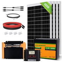 Eco-worthy - 2kWh Solaranlage komplettset 480W 12V mit Batterie netzunabhängig für Wohnmobil: 4 Stücke 120W Solarmodul + 60A Laderegler + 1 Stücke von ECO-WORTHY