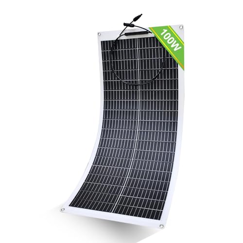 ECO-WORTHY 100W 12V Solarpanel Flexibel Monokristallines Solarpanel, Solarmodul mit Ladekabel für Wohnmobil Auto Boot 12V Batterien von ECO-WORTHY