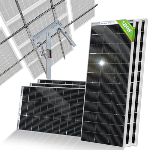 ECO-WORTHY 1200W Solarpanel Kit: 6 Stücke195W Bifacial Solarpanel + Solarpanel Halterung Zweiachsiges Tracking-System (Erhöhung der Leistung um 40%) Ideal für Hof/Hof/Feld von ECO-WORTHY