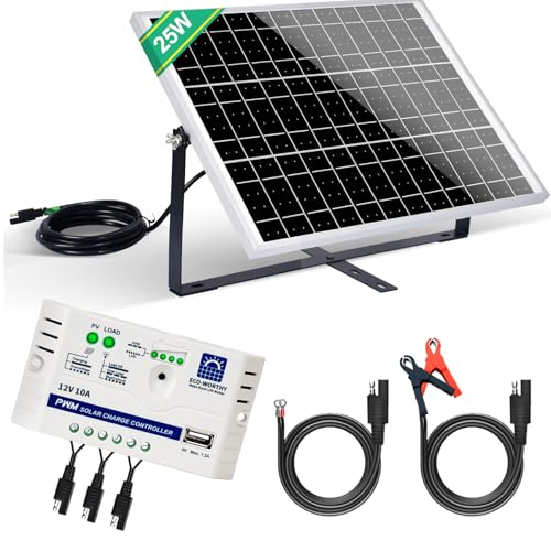 ECO-WORTHY 25W 12V Monokristallines Solarmodul Solarpanel Kit: 25W Solarpanel + Verstellbare Halterung + SAE-Anschlusskabel +10A Laderegler für Auto RV Marine Boot ECO-WORTHY 25W 12V Monokristallines Solarmodul Solarpanel Kit: 25W Solarpanel + Verstellbare Halterung + SAE-Anschlusskabel +10A Laderegler für Auto RV Marine Boot von ECO-WORTHY