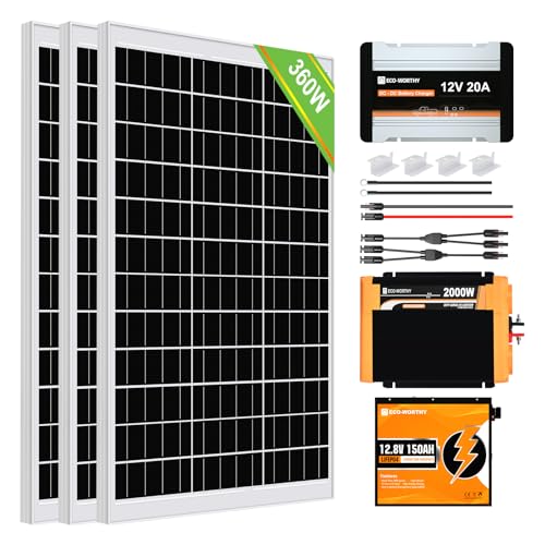 ECO-WORTHY 360W 0% VAT Solaranlage Komplettset netzunabhängiges für Wohnmobil Camper:3 Stücke 120W Solarpanel +20A DC-DC Ladebooster+1 Stücke 150Ah LiFePO4 batterie+2000W wechselrichter ECO-WORTHY 360W 0% VAT Solaranlage Komplettset netzunabhängiges für Wohnmobil Camper:3 Stücke 120W Solarpanel +20A DC-DC Ladebooster+1 Stücke 150Ah LiFePO4 batterie+2000W wechselrichter von ECO-WORTHY