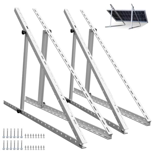 ECO-WORTHY 4 Stück Solarpanel Halterung 114cm 45in, Balkonkraftwerk Halterung Aufständerung Einstellbar 0-90°, 100W bis 400W Solarmodul Befestigung Set für Flachdach Wand Wohnmobil Boot und Garten von ECO-WORTHY
