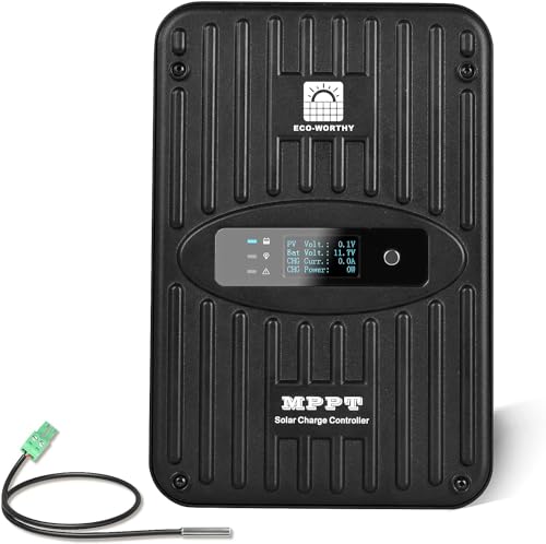ECO-WORTHY 40A MPPT Solarladeregler, 12V/24V Digital OLED Display & Temp Sensor & Negative Masse, 99% Ladeeffizienz Solarpanel-Regler für Lithium, versiegelte und überflutete Batterie von ECO-WORTHY
