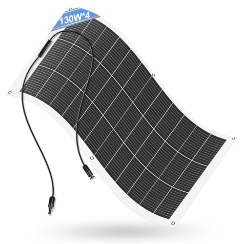 ECO-WORTHY 520 Watt 12V(4 Stücke 130W) Solarpanel Flexibles Faltbar Solarmodul für Wohnmobil Camping Boote Balkon und andere unebene Oberflächen von ECO-WORTHY