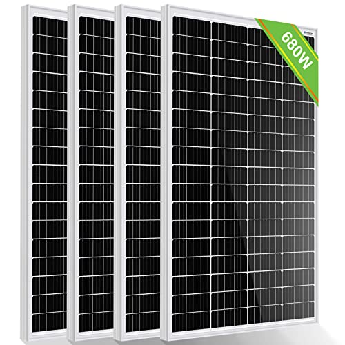 ECO-WORTHY 680W 12 Volt Monokristallines Solarmodul, 4 Stücke 170W Solarpanel Ideal zum Aufladen von 12V Batterien, für Wohnmobil Garten Camper Boot und Dach des Hauses von ECO-WORTHY