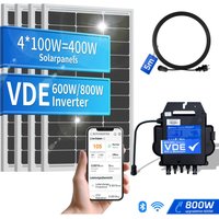 ECO-WORTHY Balkonkraftwerk 400W,balkonkraftwerk komplett Steckdose mit 4x100W Solarpanel und 600W/800W APsystems Wechselrichter mit VDE Relais von ECO-WORTHY