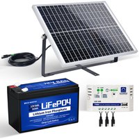 Eco-worthy - Solarpanel 25W 12V Solarmodul-Kit mono Photovoltaik-Solarmodul mit 10A Regler und 8Ah 12V Lithium-Batterie zum Laden von von ECO-WORTHY