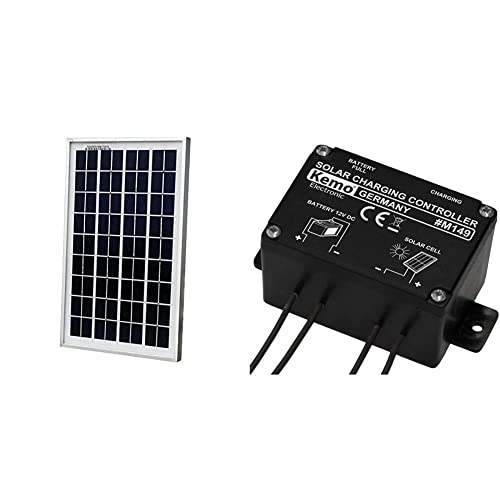 ECO-WORTHY Solarpanel 10W Solarmodul 12v Solarzelle Pv 12 Volt zum Aufladen von 12V Batterien & Kemo M149N Solar-Laderegler 12 V/DC 10A / 20A. Verhindert Überladen des Akkus, mit LED-Anzeigen von ECO-WORTHY