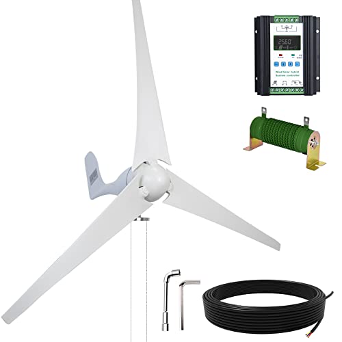 ECO-WORTHY Windturbine Generator 400W DC12V-24V mit 3 Blättern 5,6 Meilen pro Stunde niedrige Startwindgeschwindigkeit mit Solar Wind Hybrid Laderegler, Windrad für Haushalt/Solar Wind Inselsystem von ECO-WORTHY
