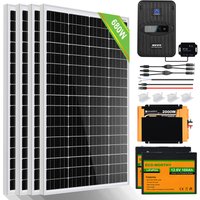 ECO-WORTHY solaranlage komplettset 680W 12V Solarsystem mit Batterie netzunabhängig für Wohnmobil:4pcs 170W Solarmodul + 2 Stücke 100Ah von ECO-WORTHY