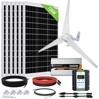 1120W 24V Solaranlage Hybrid Kit mit 400W Windgenerator,6 Stück 120W Mono Solarpanel Solarmodul und 3000W 24V Wechselrichter für Haus, Schuppen, von ECO-WORTHY