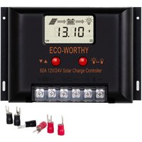 Eco-worthy - 12V/24V 60A Solar-Laderegler mit LCD-Display für SLA/GEL/LI/FLD-Batterien, intelligenter Modul-Mehrfachladeschutz max 2000W für von ECO-WORTHY