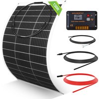 Eco-worthy - 130W 12V flexibel Solarpanel Set Solaranlagen: 130W Solarmodul + 30A LCD-Display PWM-Laderegler + 5m Solarkabel für Wohnwagen, von ECO-WORTHY