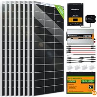 Eco-worthy - 6,8kWh/Tag Solaranlange komplettset 1700W 24V netzunabhängig für Wohnmobil:10pcs 170W Solarpanel+60A mppt Laderegler+4 Stücke 100Ah von ECO-WORTHY