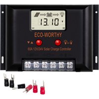 Neuwertig] Eco-worthy 12V/24V 60A Solar-Laderegler mit LCD-Display für SLA/GEL/LI/FLD-Batterien, intelligenter Modul-Mehrfachladeschutz max 2000W für von ECO-WORTHY