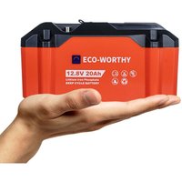 LiFePO4 Akku 12V 20Ah Lithiumbatterie wiederaufladbar mit über 3000 Mal Tiefzyklus und BMS-Schutz für Trolling-Motor,Rollstuhl,Camping - Eco-worthy von ECO-WORTHY