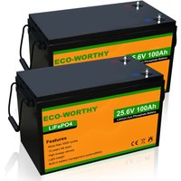 Eco-worthy - Lithium Batterie 24V 100Ah LiFePO4 mit mehr als 3000+ tiefen Zyklen und BMS-Schutz für Solaranlagen, Wohnmobile, Boote, von ECO-WORTHY