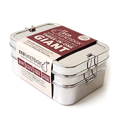 ECOlunchbox Three-in-One Giant, 3-teilige Brotdose aus Edelstahl, Lunchbox, Bento Box von ECOlunchbox