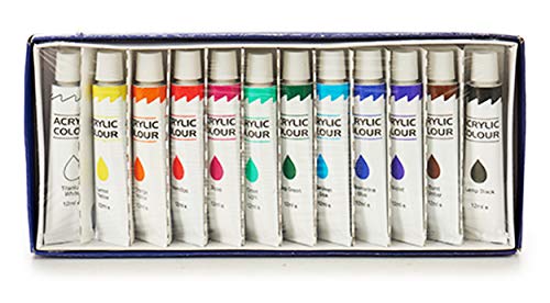 ECO 12 Tuben ACRYLFARBEN 12ml (144ml) Malfarben Künstlerfarbe Acryl Farbe Malset Farbkasten Farben Set Malen 04 von ECO