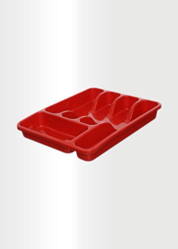 ECO Besteckhalter aus Kunststoff mit 5 Fächern, Schublade, Organizer (rot), 35 x 28 cm von ECO